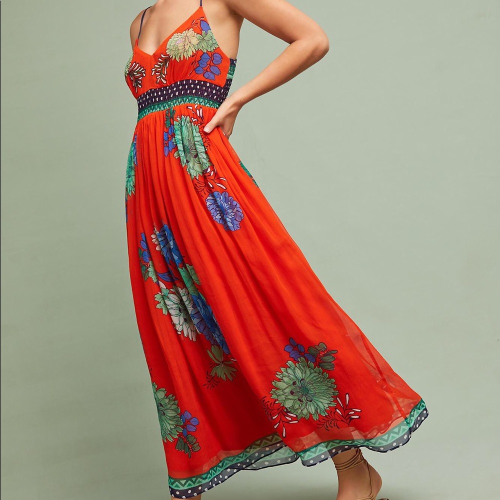 Maeve Anthropologie orange sun dress NWT